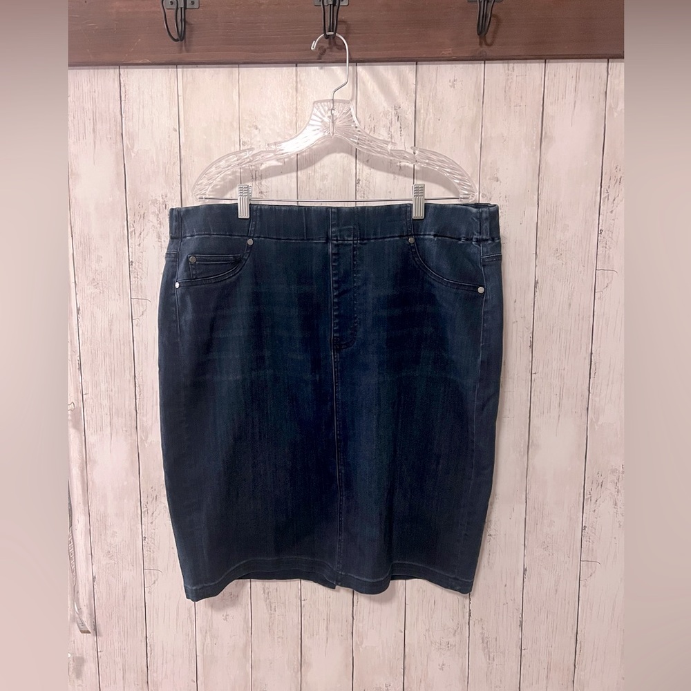 Liverpool Los Angeles Pencil Skirt - Size 20W - Dark Blue Denim